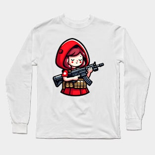 Tactical Little Red Riding Hood Adventure Tee: Where Fairytales Meet Bold Style Long Sleeve T-Shirt